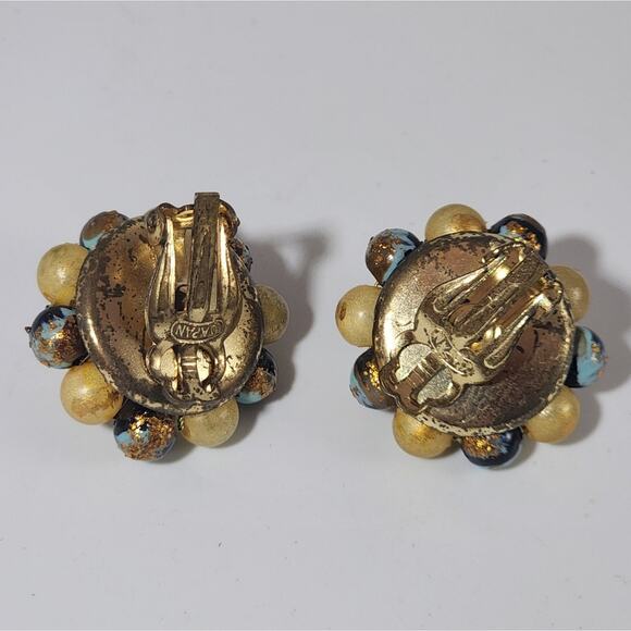 🌻3 for $18 Vintage Brown & Gold Bead Clip On Earrings - Picture 3 of 3